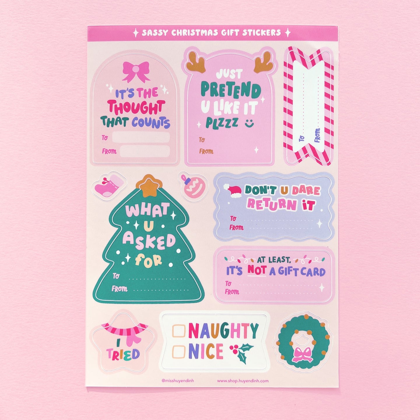 Christmas Gift Stickers Sheet - Sassy