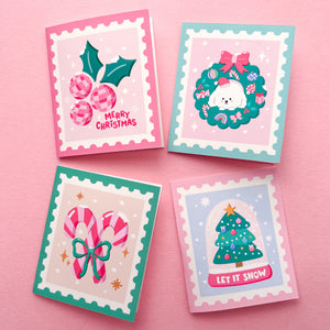 Christmas Stamps Mini Card - Set of 4