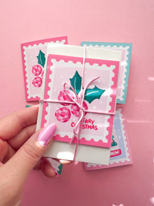 Christmas Stamps Mini Card - Set of 4
