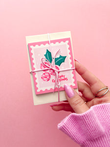Christmas Stamps Mini Card - Set of 4