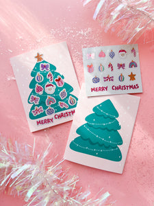 DIY Christmas Card with Sticker Sheet (set of 2)