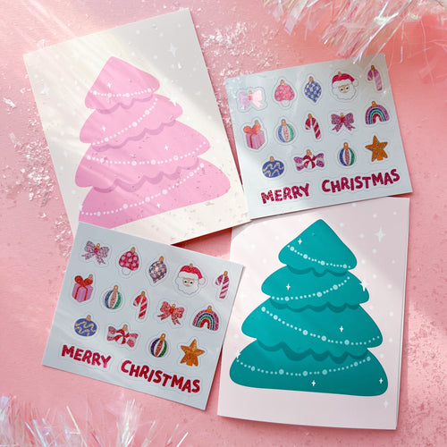 DIY Christmas Card with Sticker Sheet (set of 2)