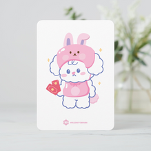 Load image into Gallery viewer, Card with a cute cartoon character holding a camera on a white Lunar New Year Zodiac Rabbit background