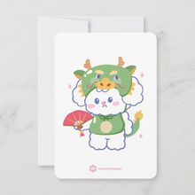 Load image into Gallery viewer, Cartoon character in a green outfit with a fan on a white background Dragon Lunar New Year Zodiac 