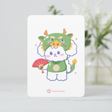 Load image into Gallery viewer, Card with a cute cartoon dragon design on a white background. Lunar New Year Zodiac 