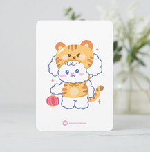 Load image into Gallery viewer, Card with a cute illustration of a cat in a white outfit on a light background
Lunar New Year Zodiac Tiger