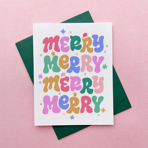 Colorful Merry Lettering Greeting Card