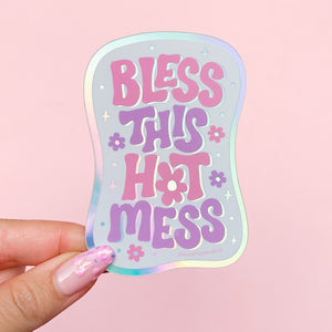 colorful waterproof holographic vinyl sticker to make embrace yourself bless this hot mess