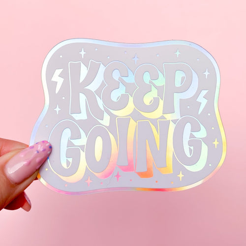 holographic vinyl waterproof motivational good vibe sticker promotes positivity