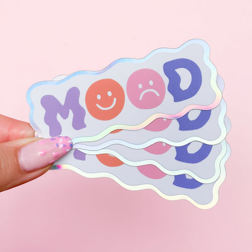 colorful waterproof holographic vinyl sticker to make you feel all your feelings both happy and sad
